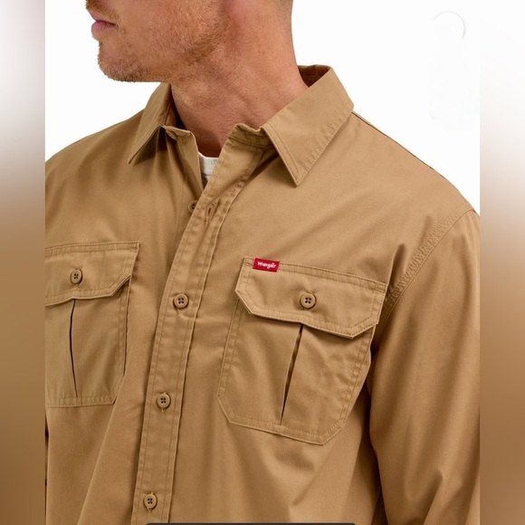 Men's Wrangler Casual Button Down Shirt - Tan - Picture 5 of 5